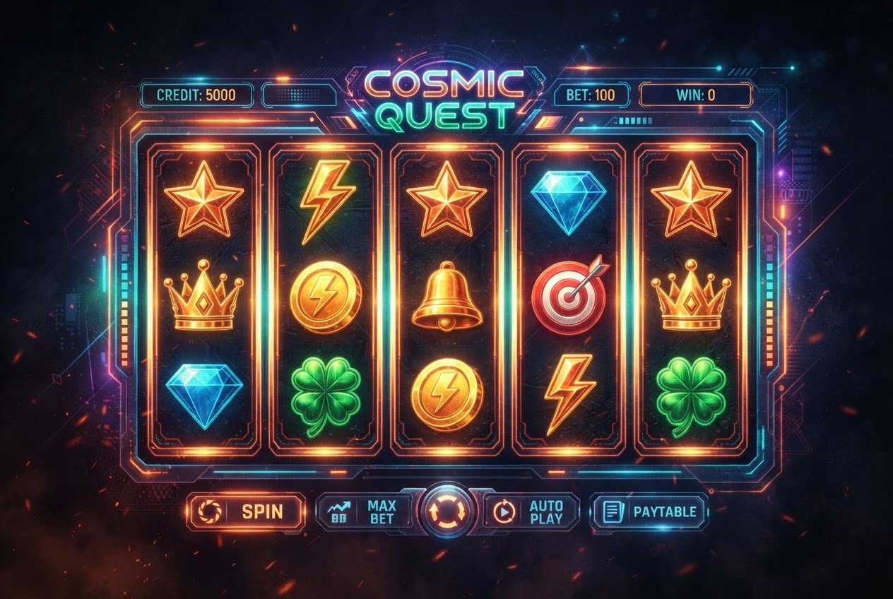 Crown Reels — preview of the virtual arcade game with 5 glowing reels
